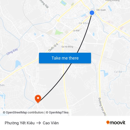 Phường Yết Kiêu to Cao Viên map