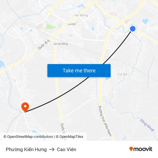 Phường Kiến Hưng to Cao Viên map