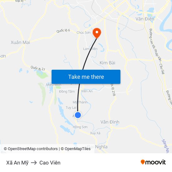 Xã An Mỹ to Cao Viên map