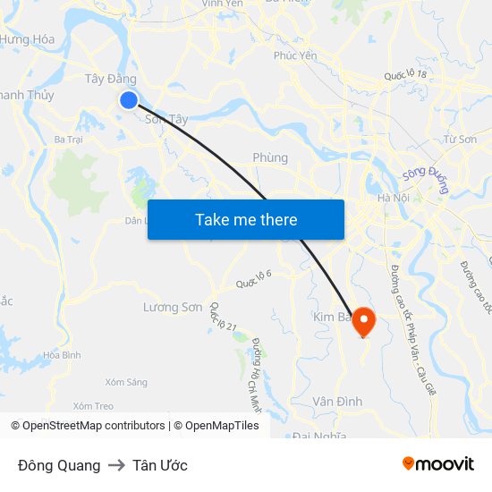 Đông Quang to Tân Ước map