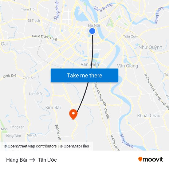 Hàng Bài to Tân Ước map