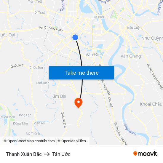 Thanh Xuân Bắc to Tân Ước map