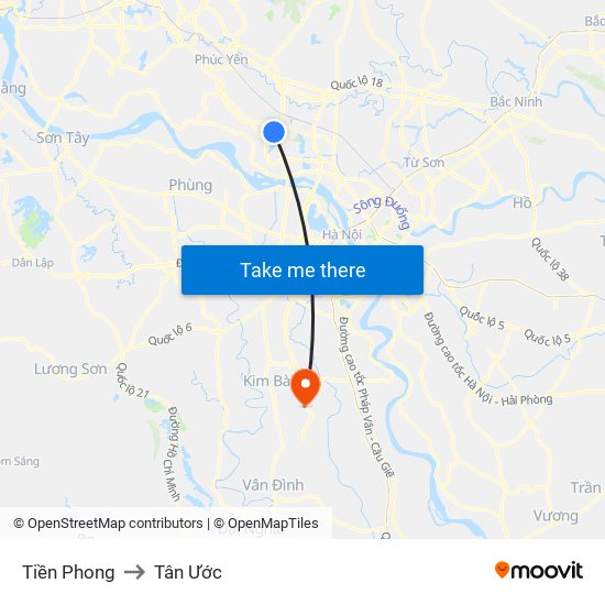 Tiền Phong to Tân Ước map