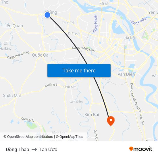 Đồng Tháp to Tân Ước map