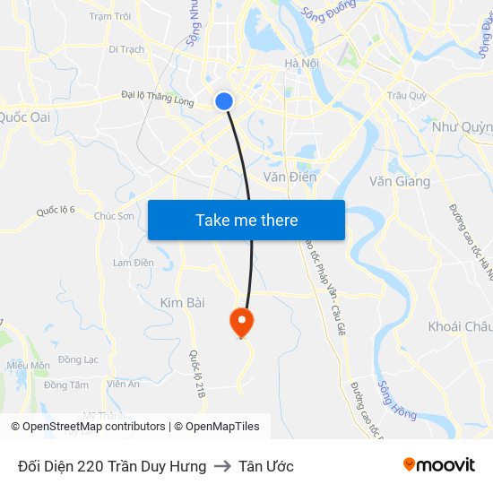 Đối Diện 220 Trần Duy Hưng to Tân Ước map