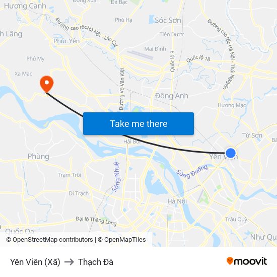 Yên Viên (Xã) to Thạch Đà map