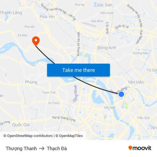 Thượng Thanh to Thạch Đà map