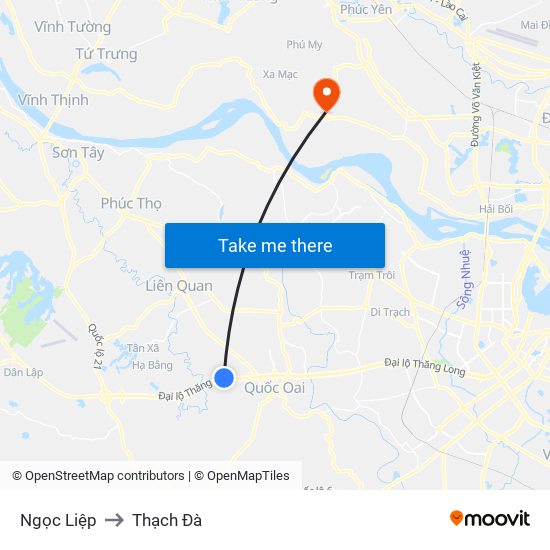 Ngọc Liệp to Thạch Đà map