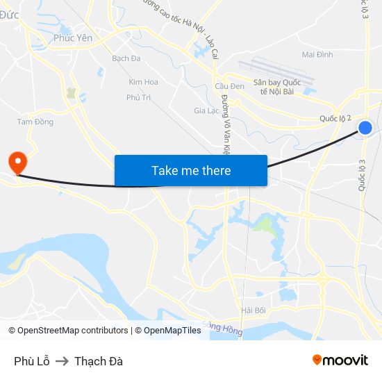 Phù Lỗ to Thạch Đà map