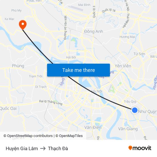 Huyện Gia Lâm to Thạch Đà map