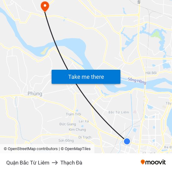 Quận Bắc Từ Liêm to Thạch Đà map