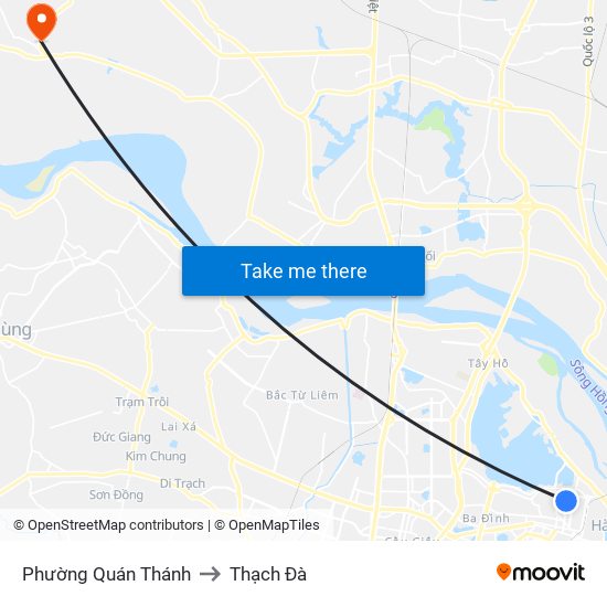 Phường Quán Thánh to Thạch Đà map