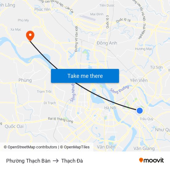 Phường Thạch Bàn to Thạch Đà map