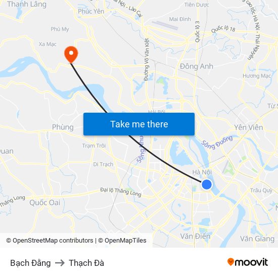 Bạch Đằng to Thạch Đà map