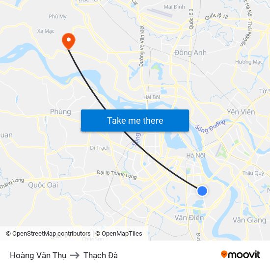 Hoàng Văn Thụ to Thạch Đà map