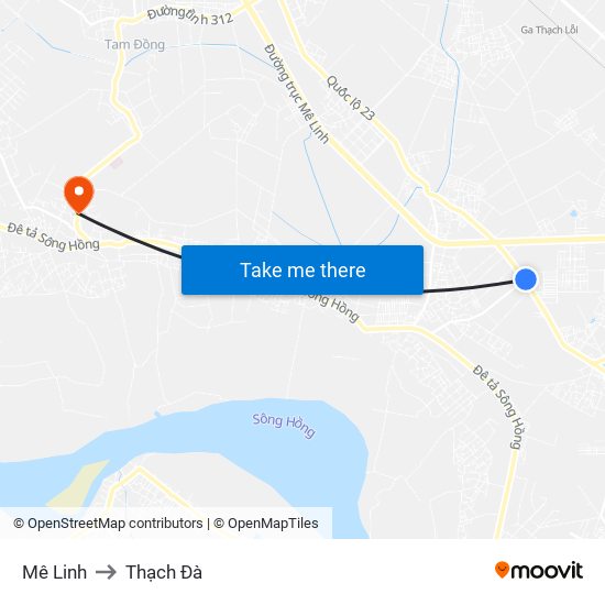 Mê Linh to Thạch Đà map