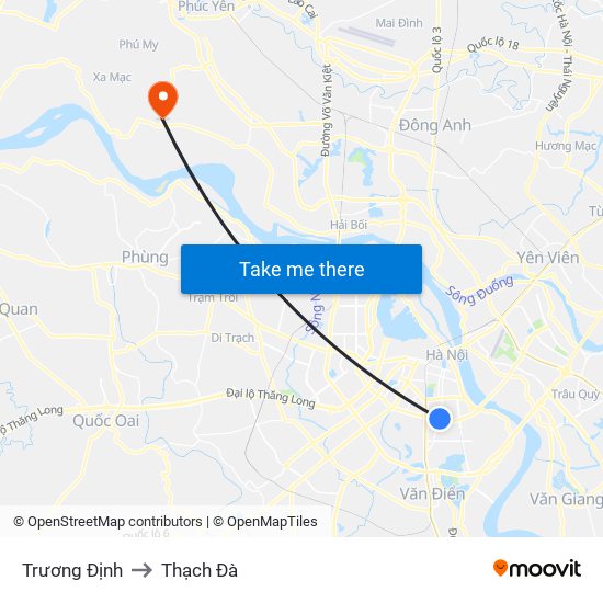 Trương Định to Thạch Đà map