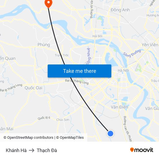 Khánh Hà to Thạch Đà map