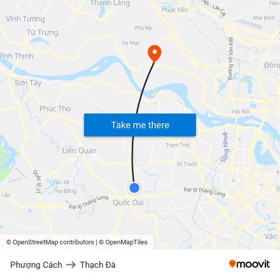 Phượng Cách to Thạch Đà map