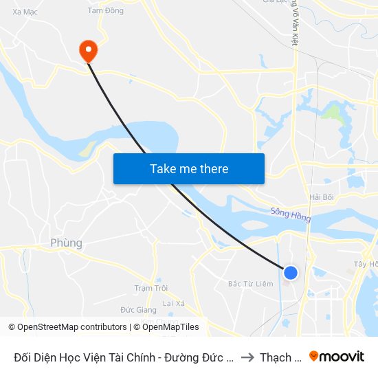 Đối Diện Học Viện Tài Chính - Đường Đức Thắng to Thạch Đà map