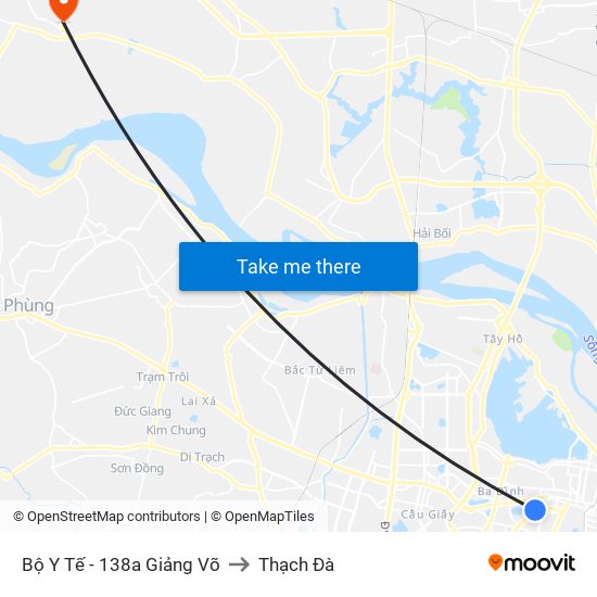 Bộ Y Tế - 138a Giảng Võ to Thạch Đà map