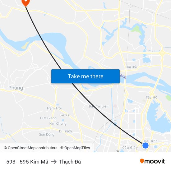 593 - 595 Kim Mã to Thạch Đà map