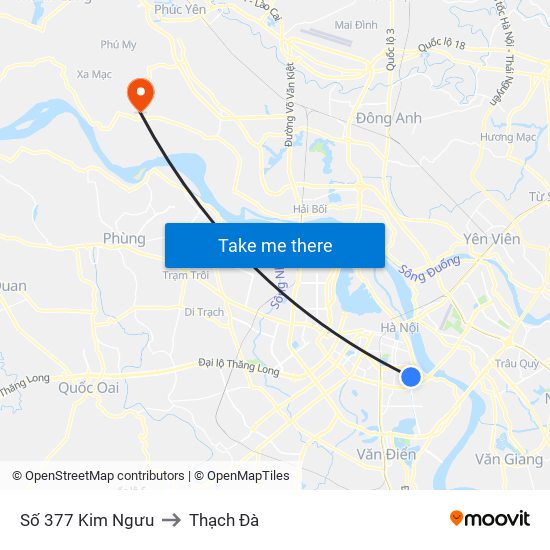 Số 377 Kim Ngưu to Thạch Đà map