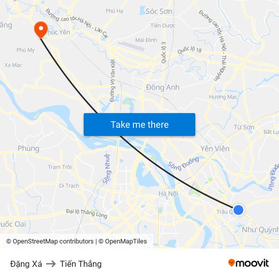 Đặng Xá to Tiến Thắng map