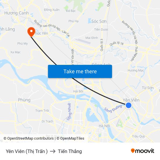 Yên Viên (Thị Trấn ) to Tiến Thắng map