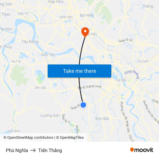 Phú Nghĩa to Tiến Thắng map