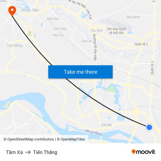 Tầm Xá to Tiến Thắng map