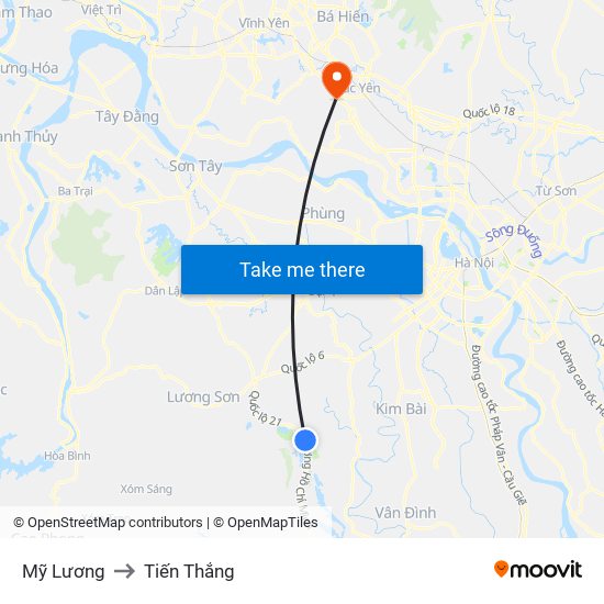 Mỹ Lương to Tiến Thắng map