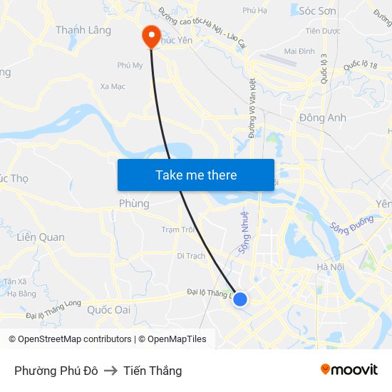 Phường Phú Đô to Tiến Thắng map