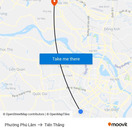 Phường Phú Lãm to Tiến Thắng map