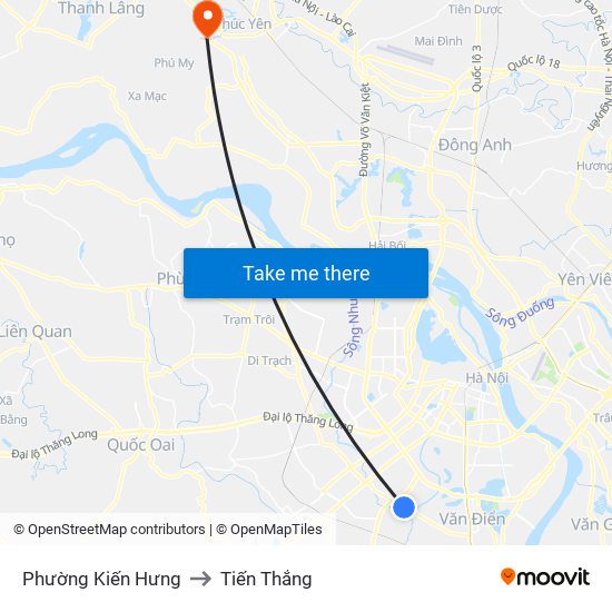 Phường Kiến Hưng to Tiến Thắng map