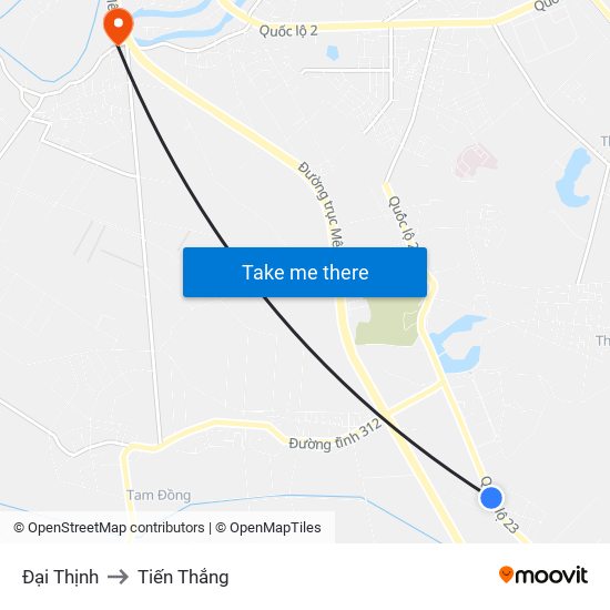 Đại Thịnh to Tiến Thắng map