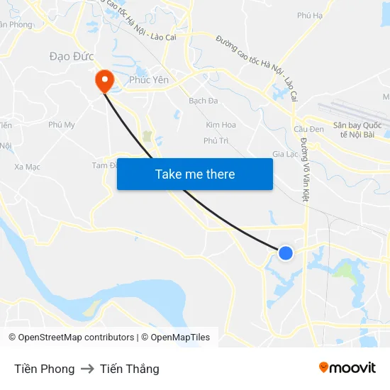 Tiền Phong to Tiến Thắng map