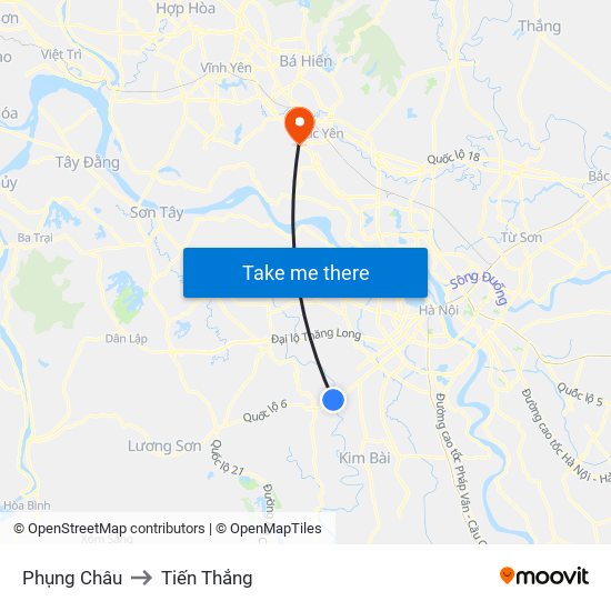 Phụng Châu to Tiến Thắng map