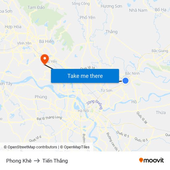 Phong Khê to Tiến Thắng map