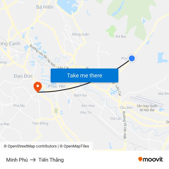 Minh Phú to Tiến Thắng map