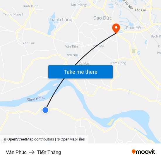 Vân Phúc to Tiến Thắng map