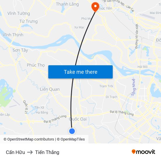 Cấn Hữu to Tiến Thắng map