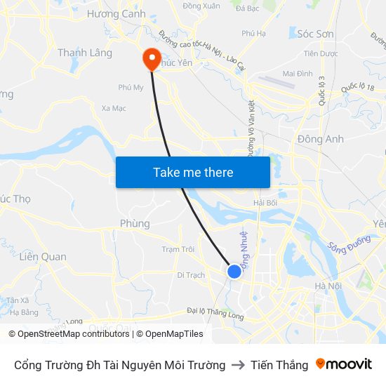 Cổng Trường Đh Tài Nguyên Môi Trường to Tiến Thắng map