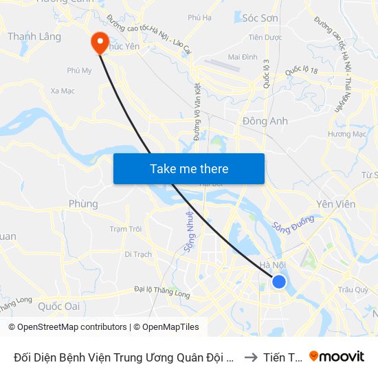 Đối Diện Bệnh Viện Trung Ương Quân Đội 108 - Trần Hưng Đạo to Tiến Thắng map