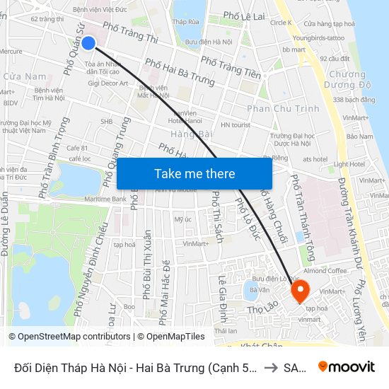 Đối Diện Tháp Hà Nội - Hai Bà Trưng (Cạnh 56 Hai Bà Trưng) to SAFPO map