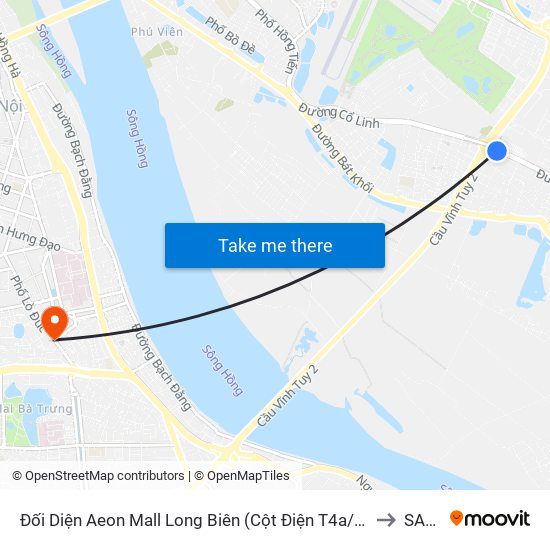 Đối Diện Aeon Mall Long Biên (Cột Điện T4a/2a-B Đường Cổ Linh) to SAFPO map