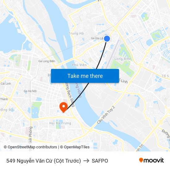 549 Nguyễn Văn Cừ (Cột Trước) to SAFPO map