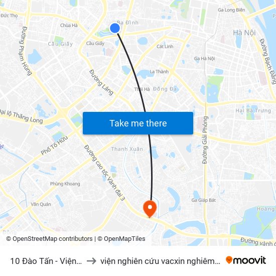 10 Đào Tấn - Viện Vật Lý to viện nghiên cứu vacxin nghiêm xuân yêm map