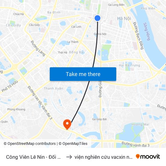 Công Viên Lê Nin - Đối Diện 35 Trần Phú to viện nghiên cứu vacxin nghiêm xuân yêm map