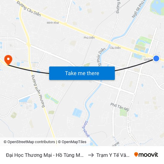 Đại Học Thương Mại - Hồ Tùng Mậu (Cột Sau) to Trạm Y Tế Vân Canh map